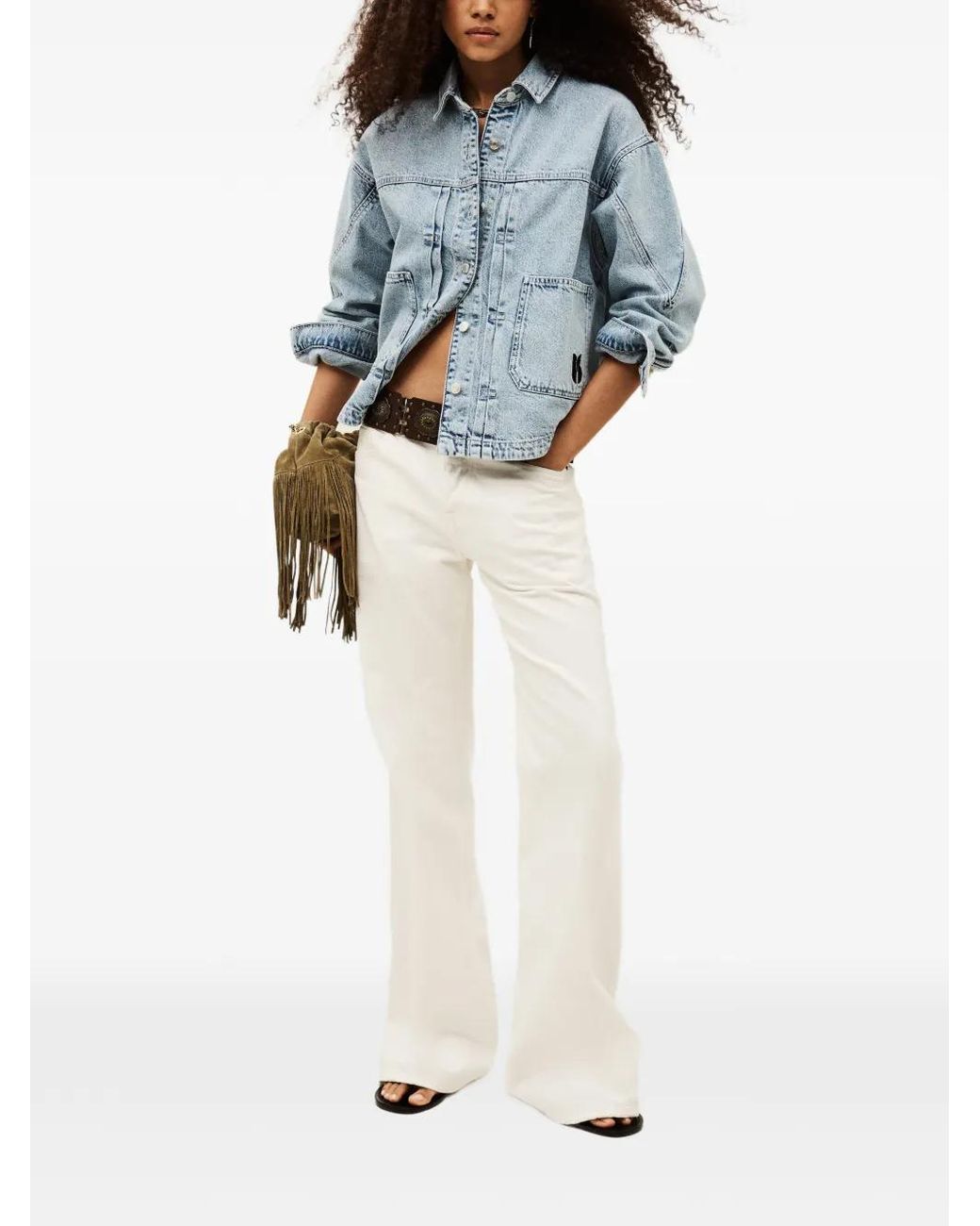 Ba&sh Blue Juno Patch-Pocket Jacket