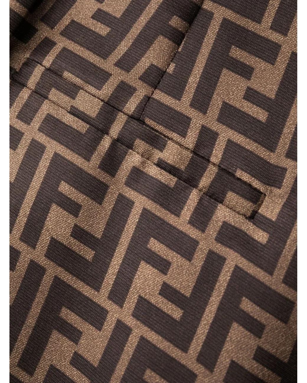 Fendi Brown Ff Silk Trousers