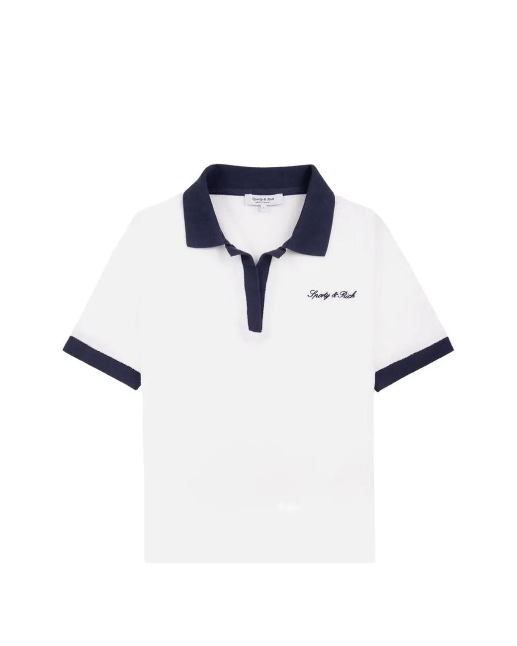 Sporty & Rich Blue Signature Logo Terry T-Shirt