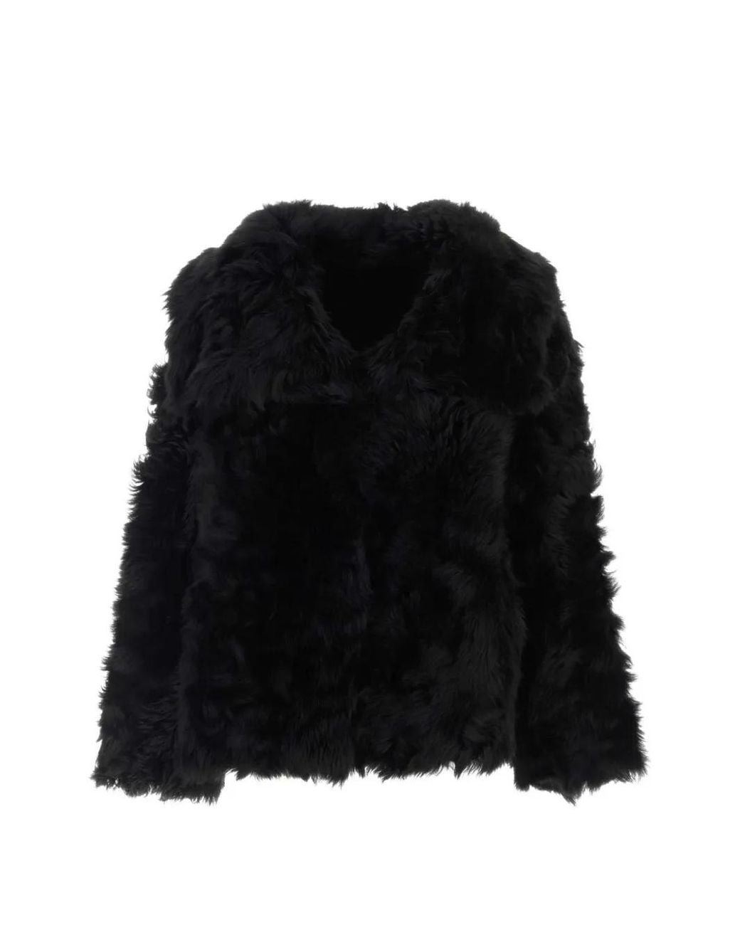 SANTORO Black Shearling-Texture Jacket