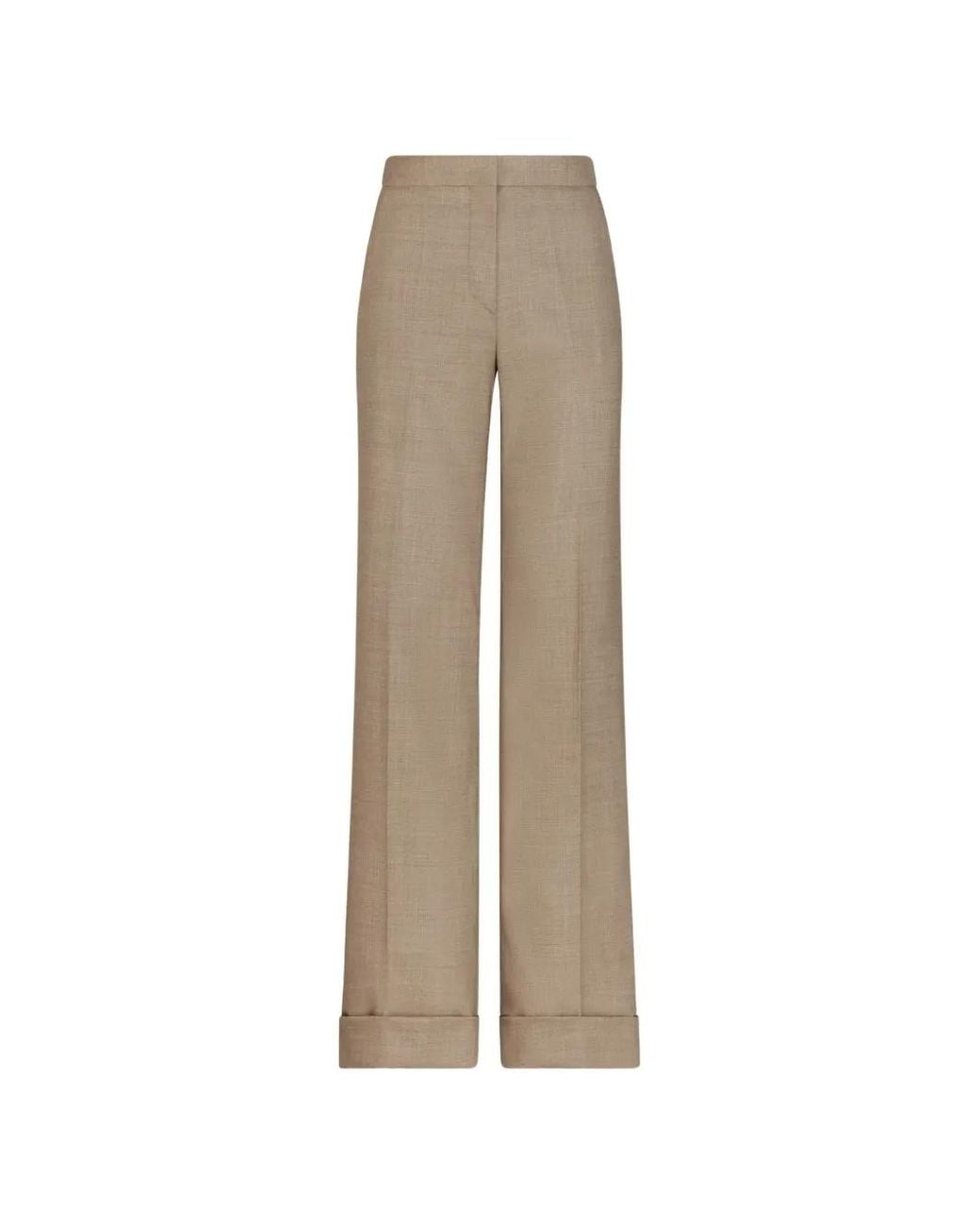 Oscar de la Renta Natural Wool-Blend Wide-Leg Pant