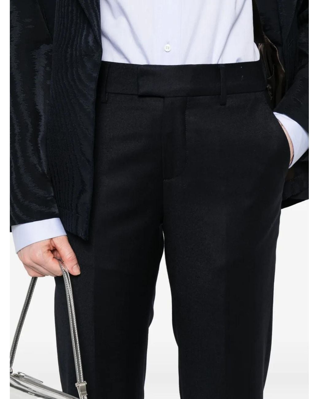 Berwich Black Cuffed Wool Trousers