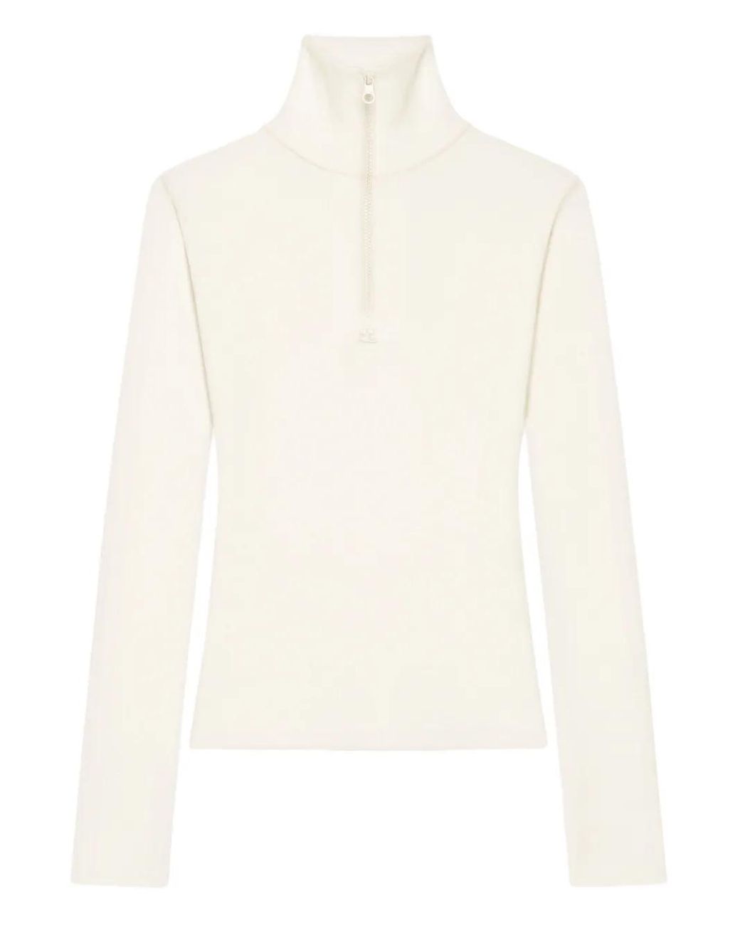 Courreges White Half-Zip Long-Sleeve Jumper