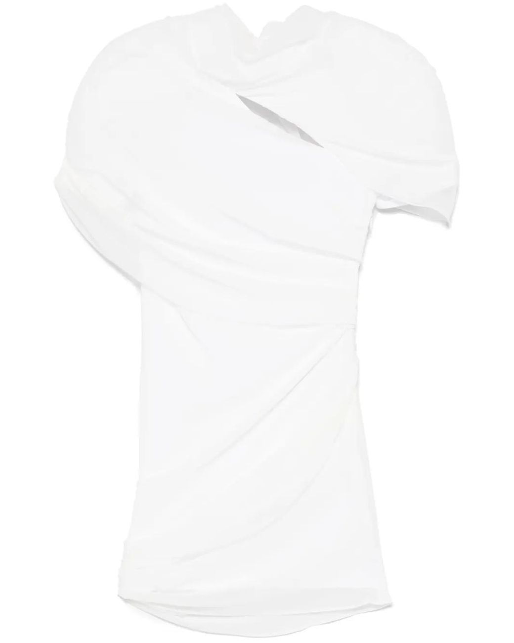 Jacquemus White Castagna Cutout Draped Chiffon Mini Dress