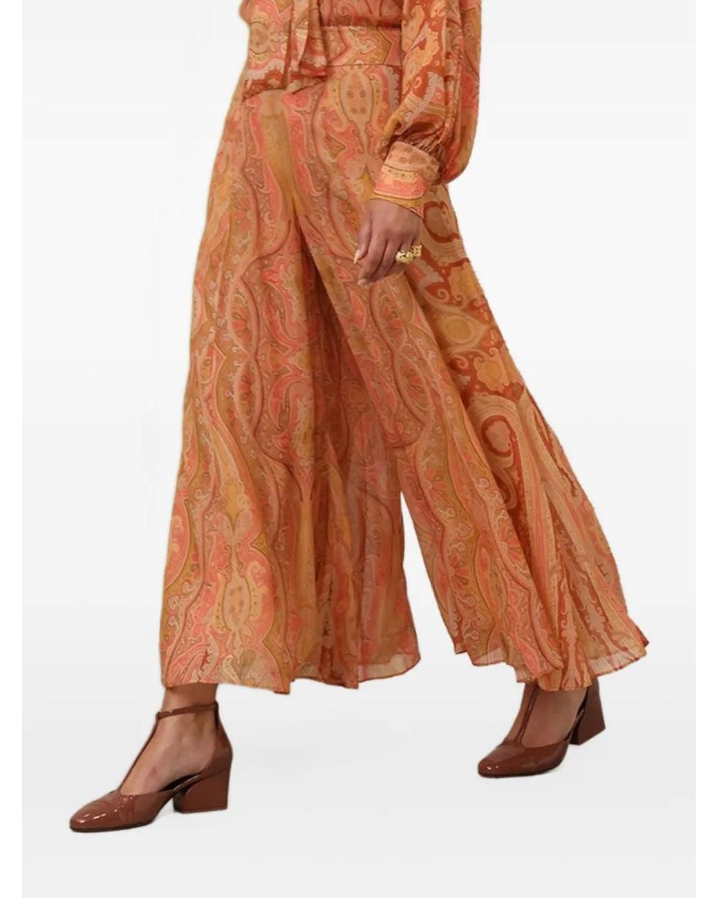 Zimmermann Brown Tranquillity Paisley-Print Trousers
