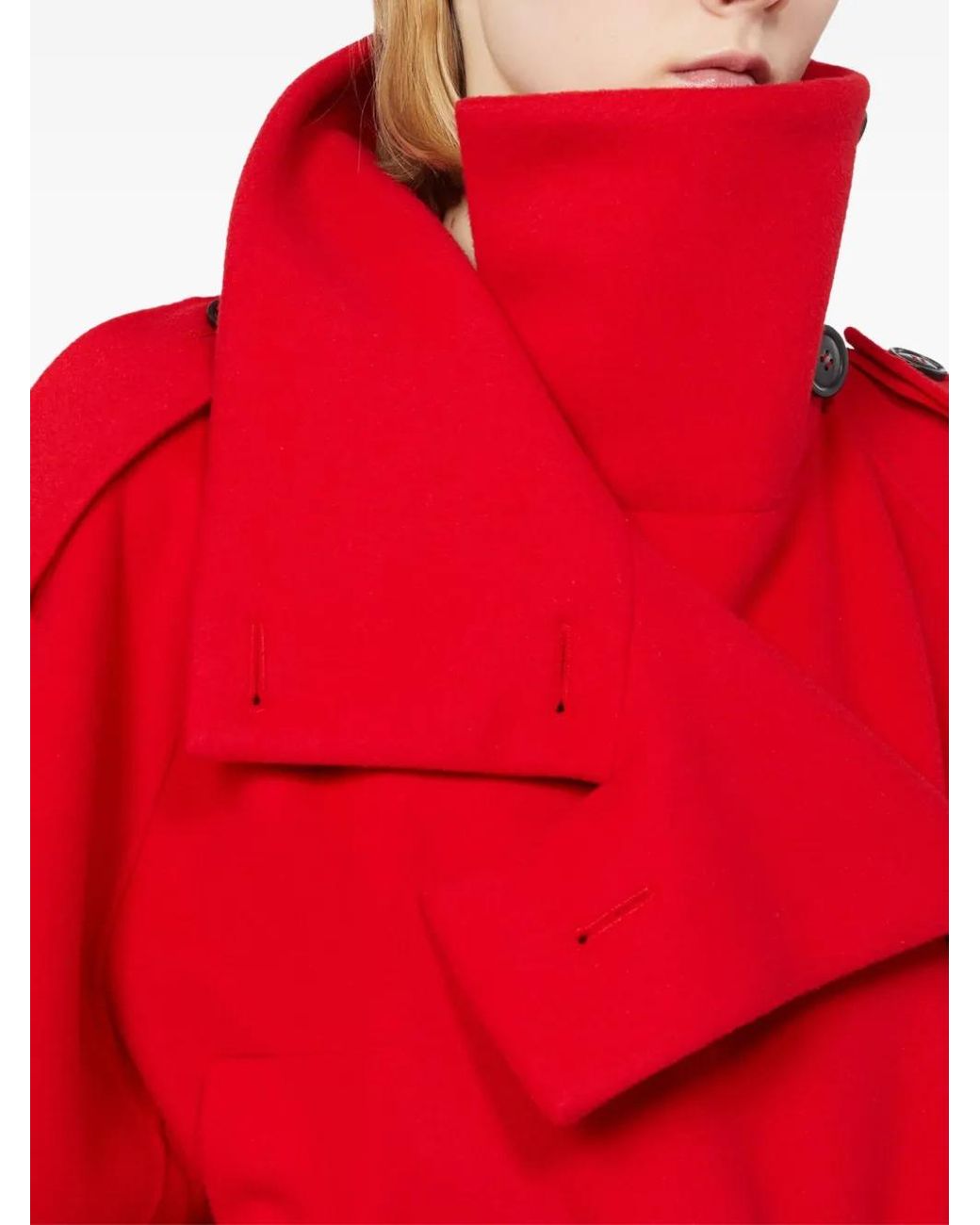 Sportmax Red Belted Collar Coat