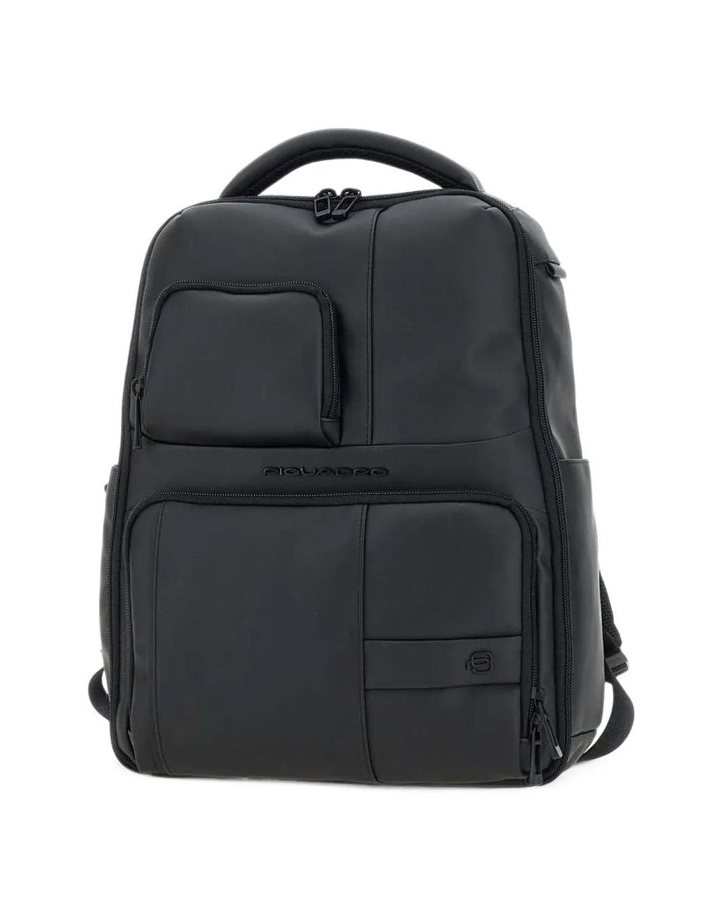 Piquadro Black Wollem Rubberised-Effect Backpack for men