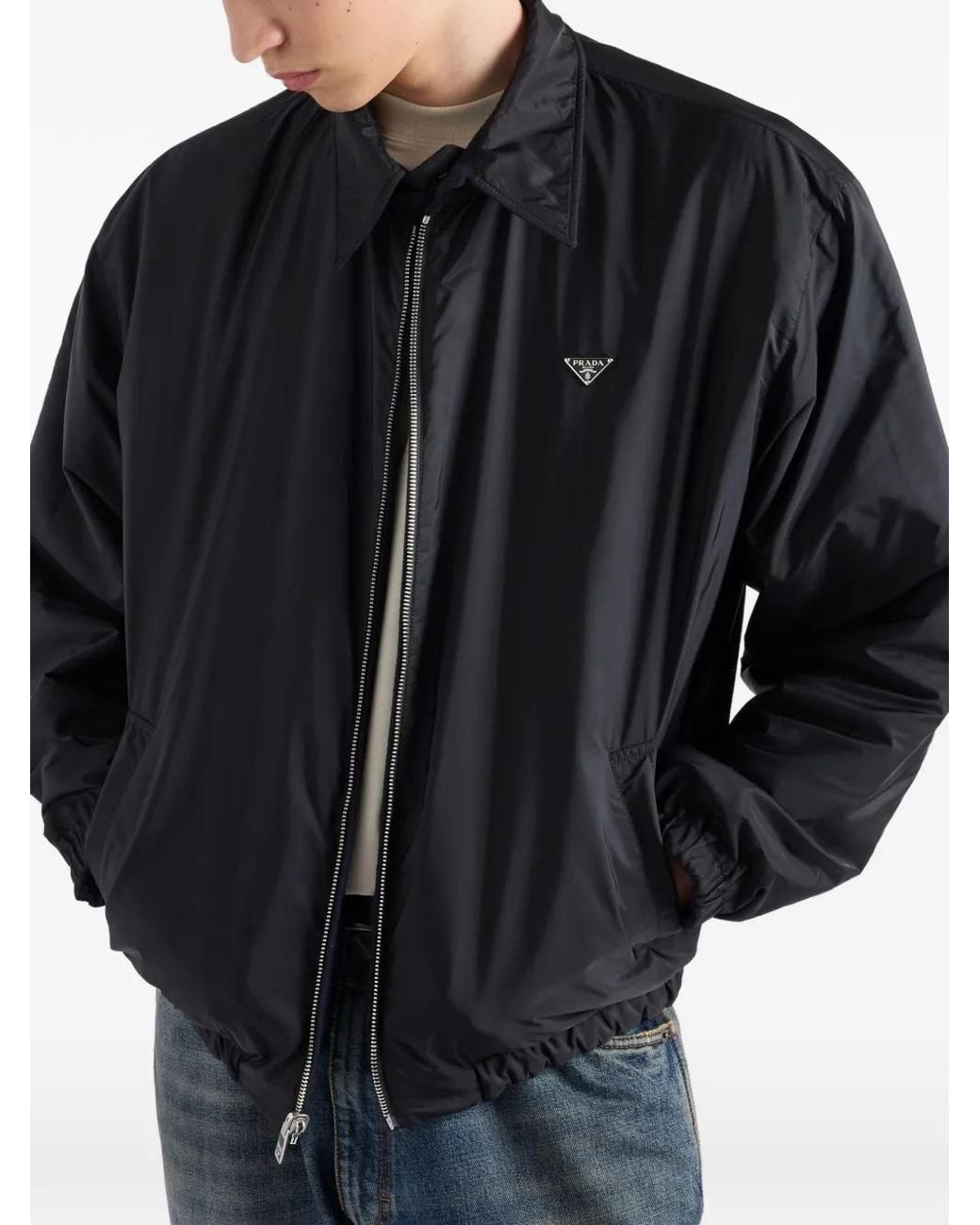 Prada Blue Re-Wool Blouson Jacket for men