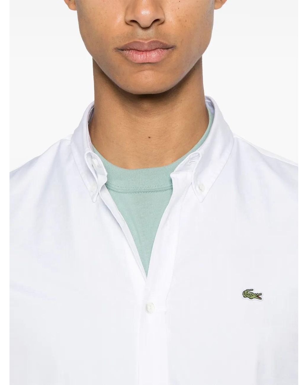 Lacoste White Logo-Patch Cotton Shirt for men