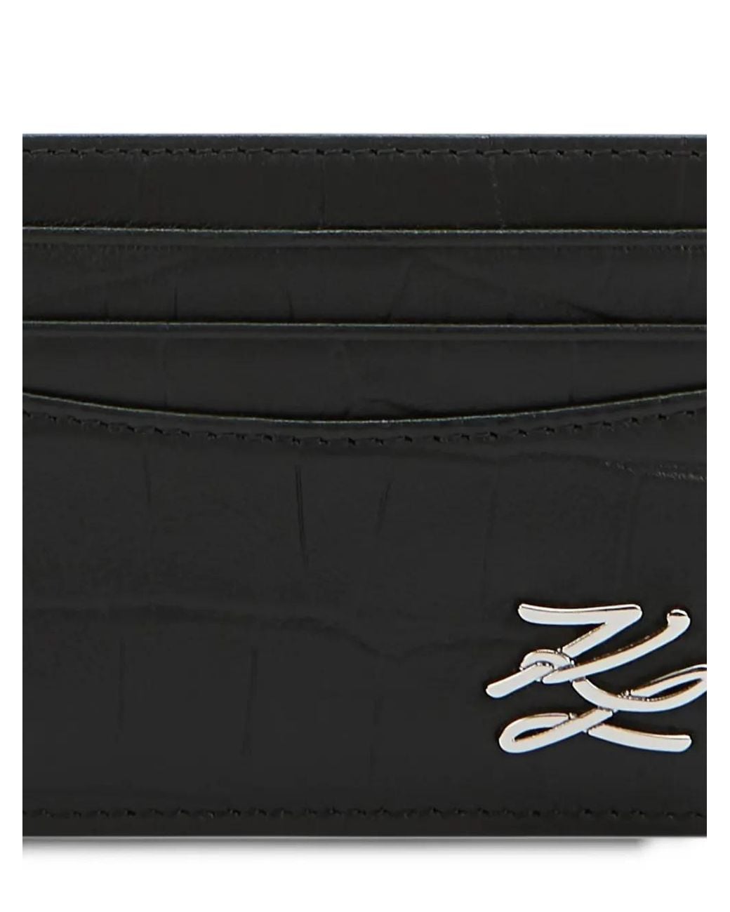 Karl Lagerfeld Black K/Croc Leather Cardholder for men