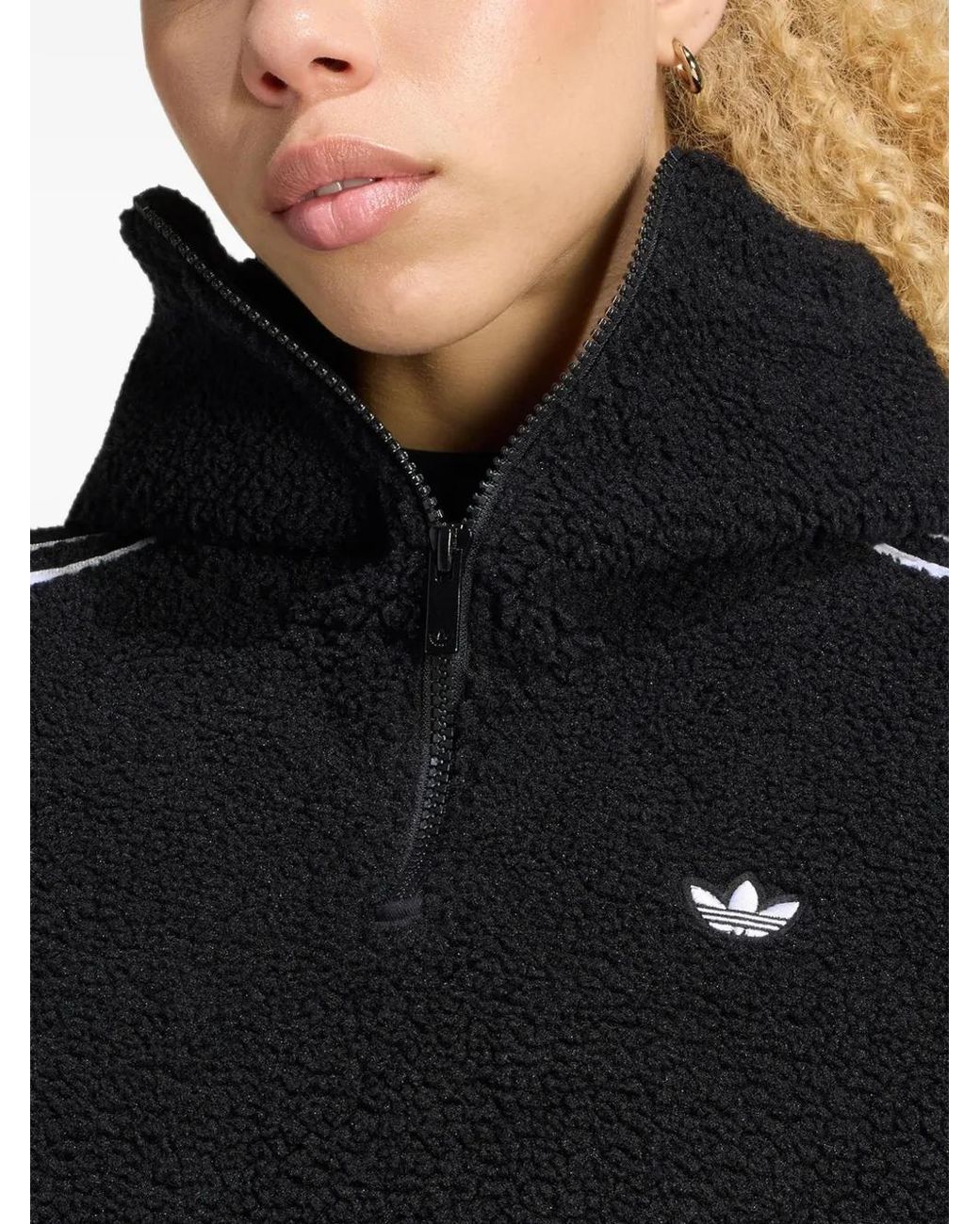Adidas Black X Jennie Polar-Fleece Quarter-Zip Hoodie