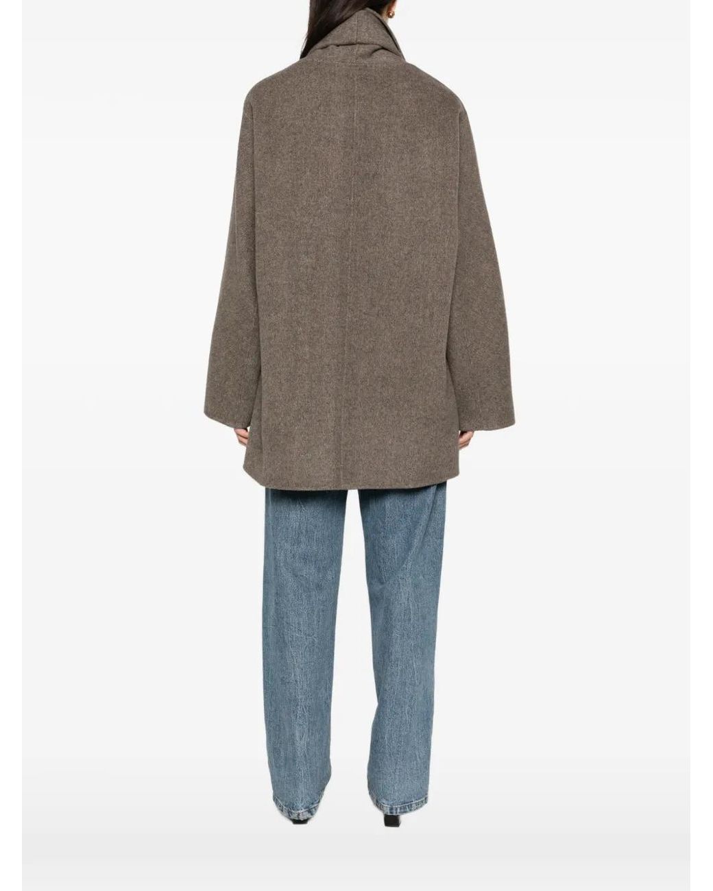 LIBERADD Brown Herringbone-Pattern Shawl-Collar Jacket