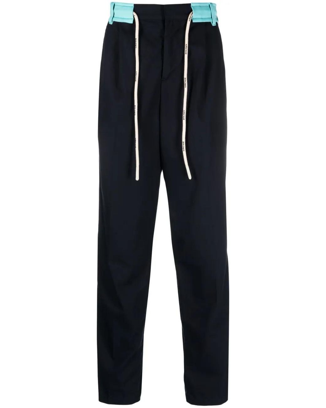 Palm Angels Blue Track Belt Straight-Leg Trousers for men