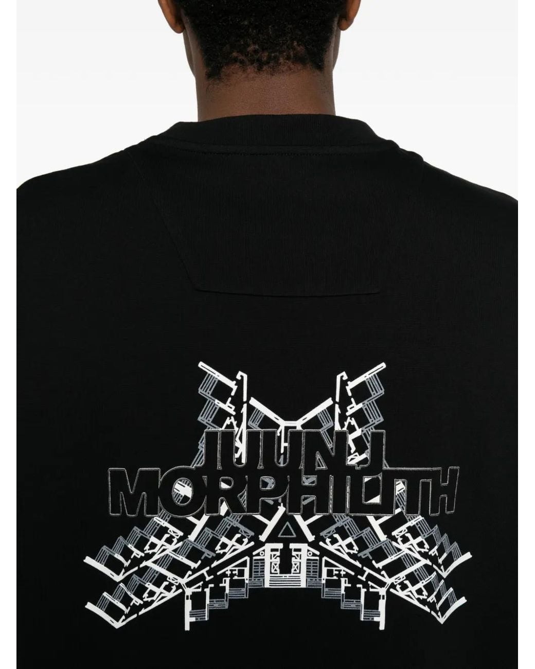 Juun.J Black Graphic-Print Short-Sleeve T-Shirt for men