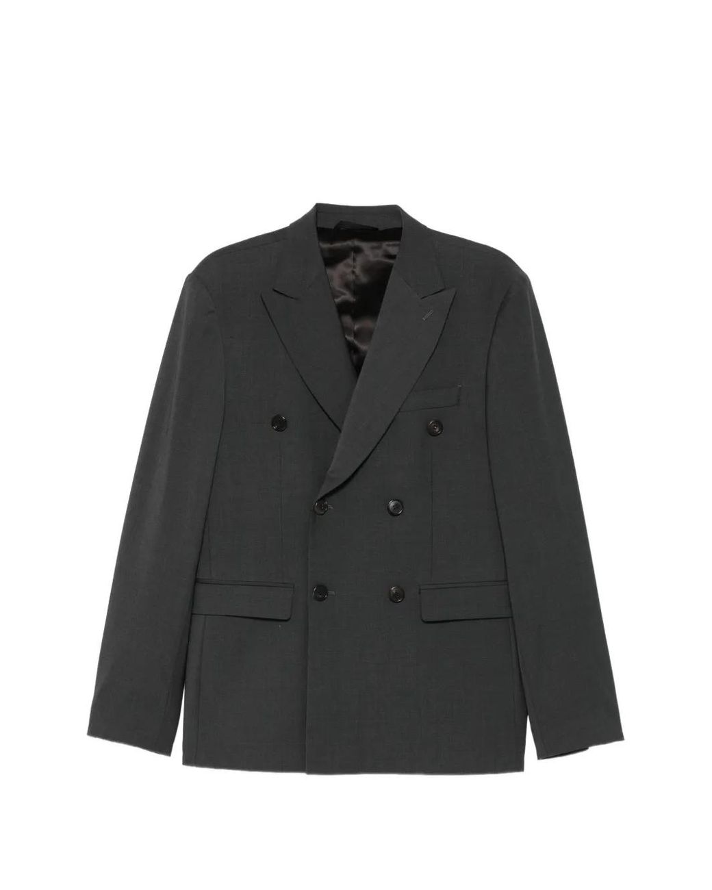Amaranto Black Double-Breasted Peak-Lapels Blazer for men
