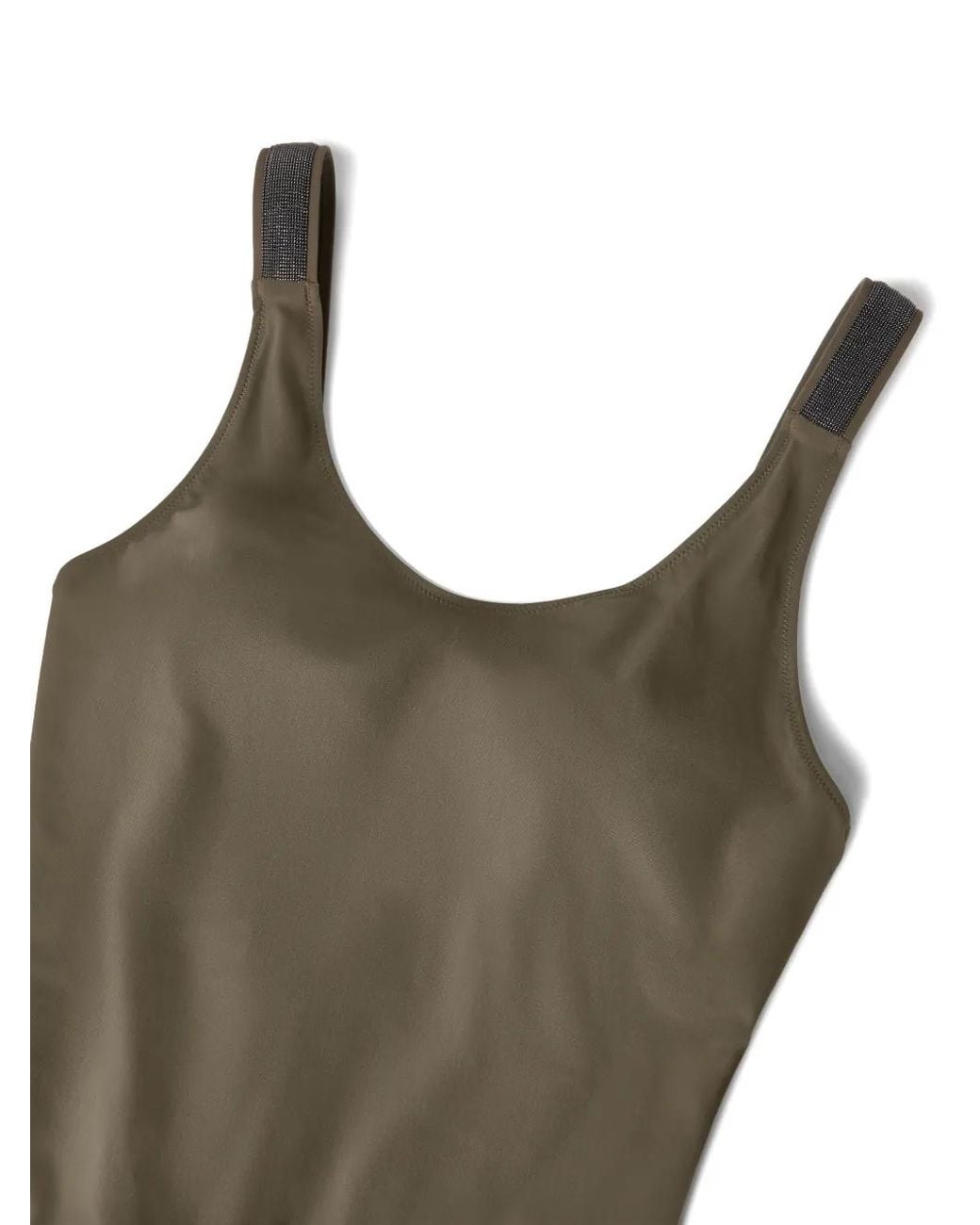 Brunello Cucinelli Green Techno Jersey Monili Swimsuit