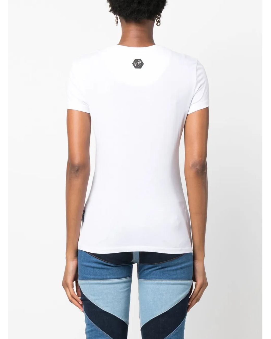 Philipp Plein White Sexy Pure Fit Logo-Appliqué T-Shirt