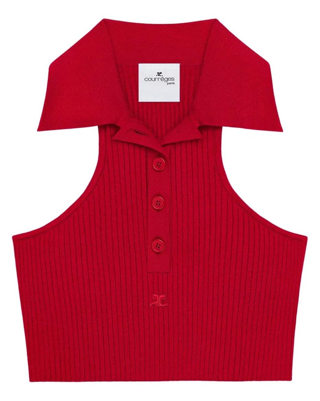 Courreges Red Scuba-Knit Tank Top