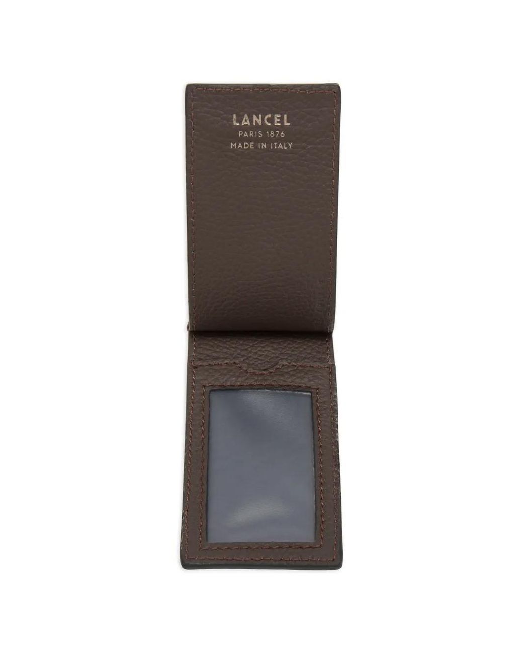 Lancel White Charlie Grained Luggage Tag