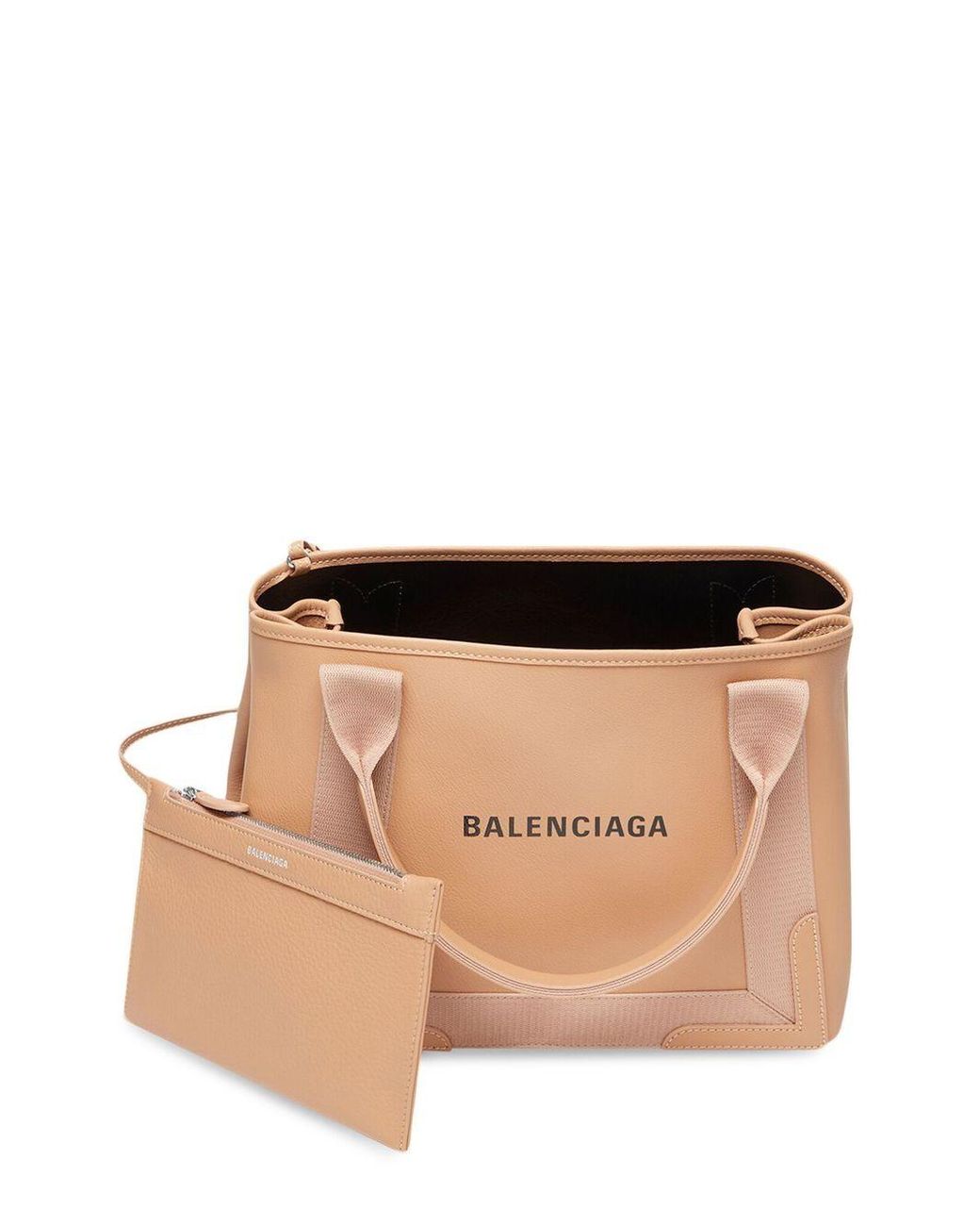 Balenciaga Cabas Leather Tote Bag in Natural | Lyst