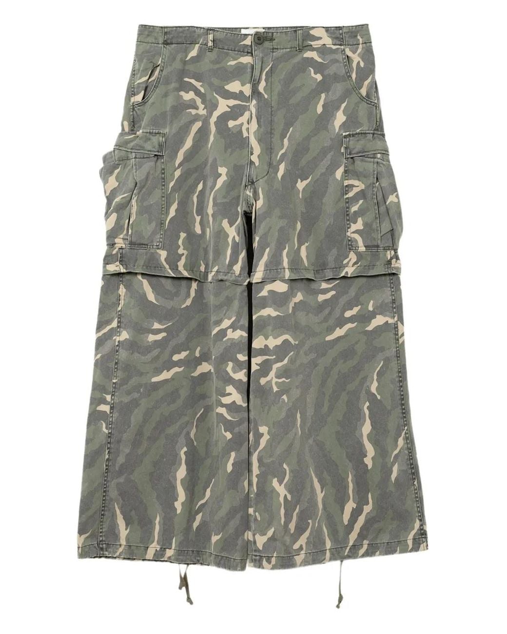 KAMIYA Gray Camouflage Cargo Wide-Leg Trousers for men