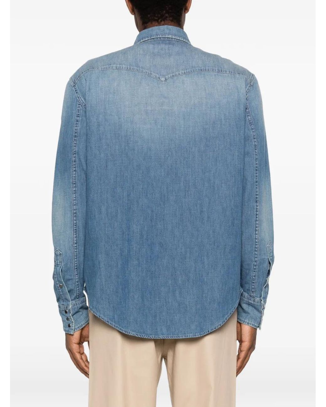 Dondup Blue Chemise À Poche Poitrine for men