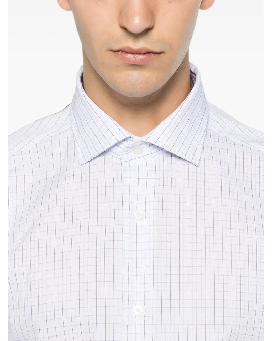 VELA SHOP White Checked Long-Sleeve Shirt for men