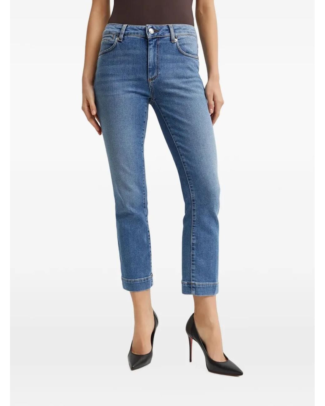 Sportmax Blue Low-Rise Cropped Jeans