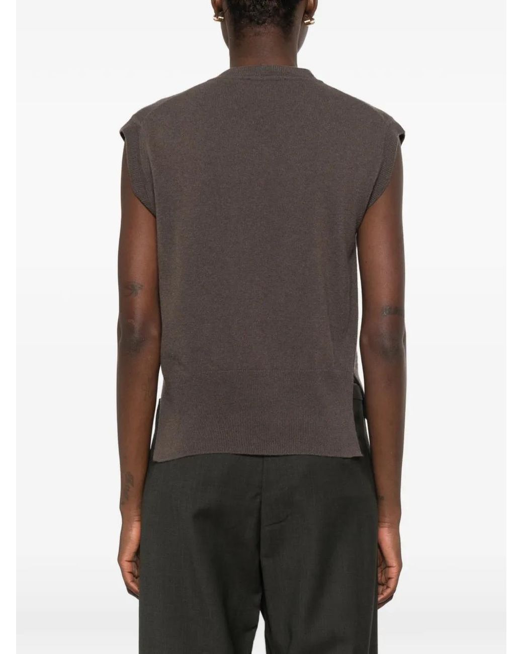 Daniele Fiesoli Brown V-Neck Vest