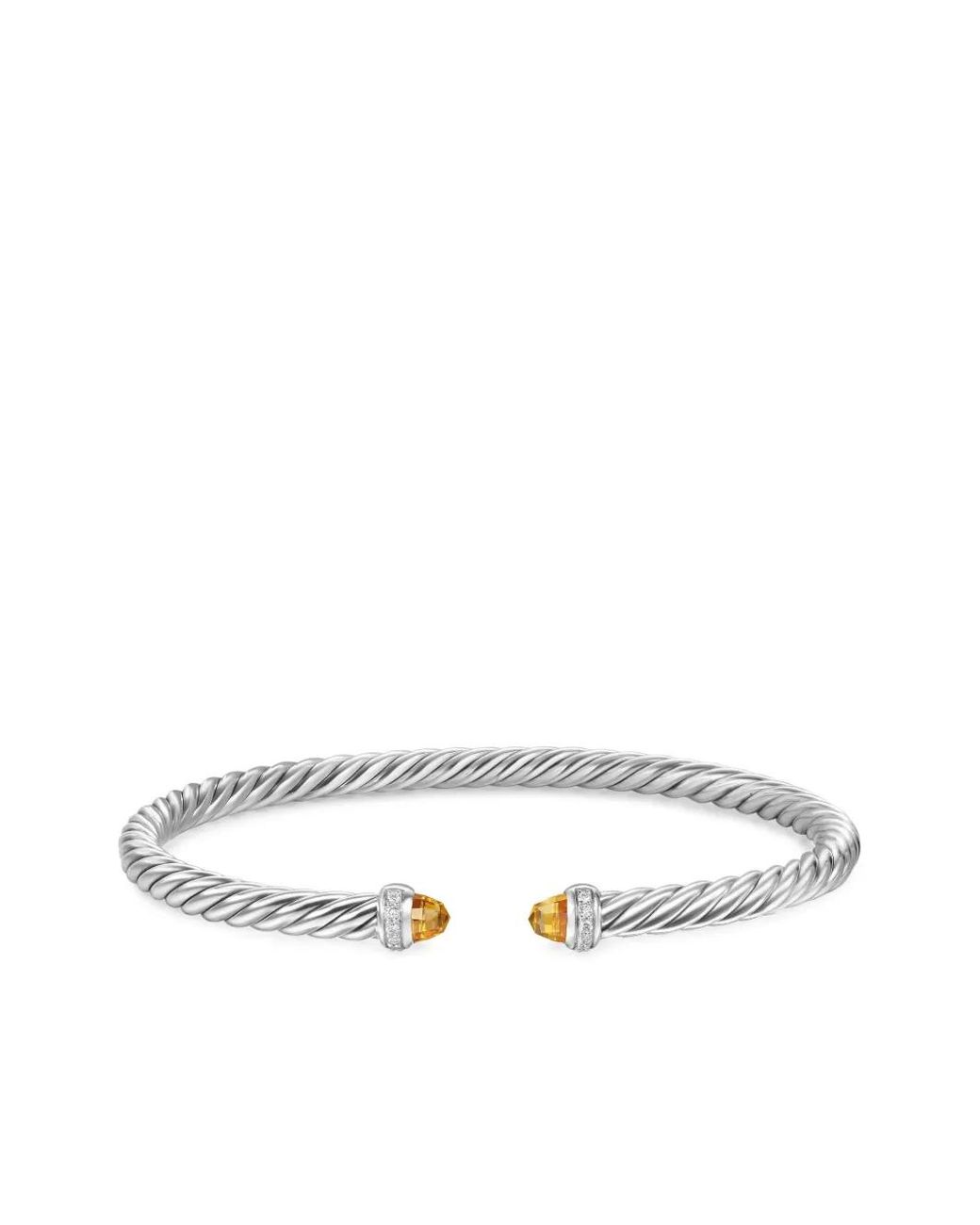 David Yurman White Sterling Cablespira Citrine And Diamonds Bracelet (4Mm)