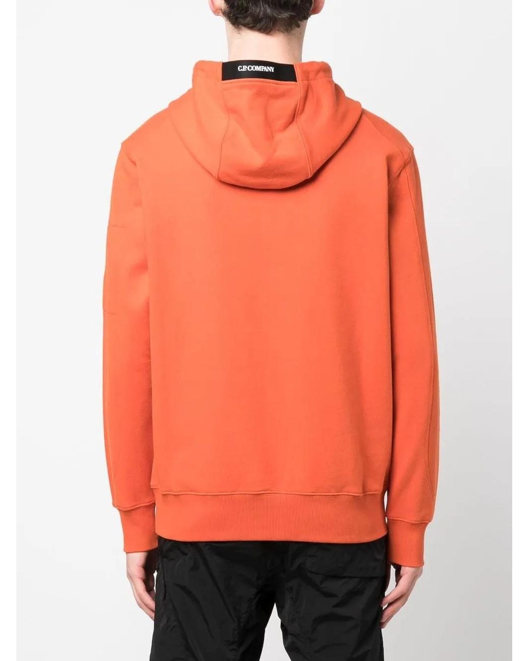 C P Company Orange Lens-Detail Drawstring Hoodie for men