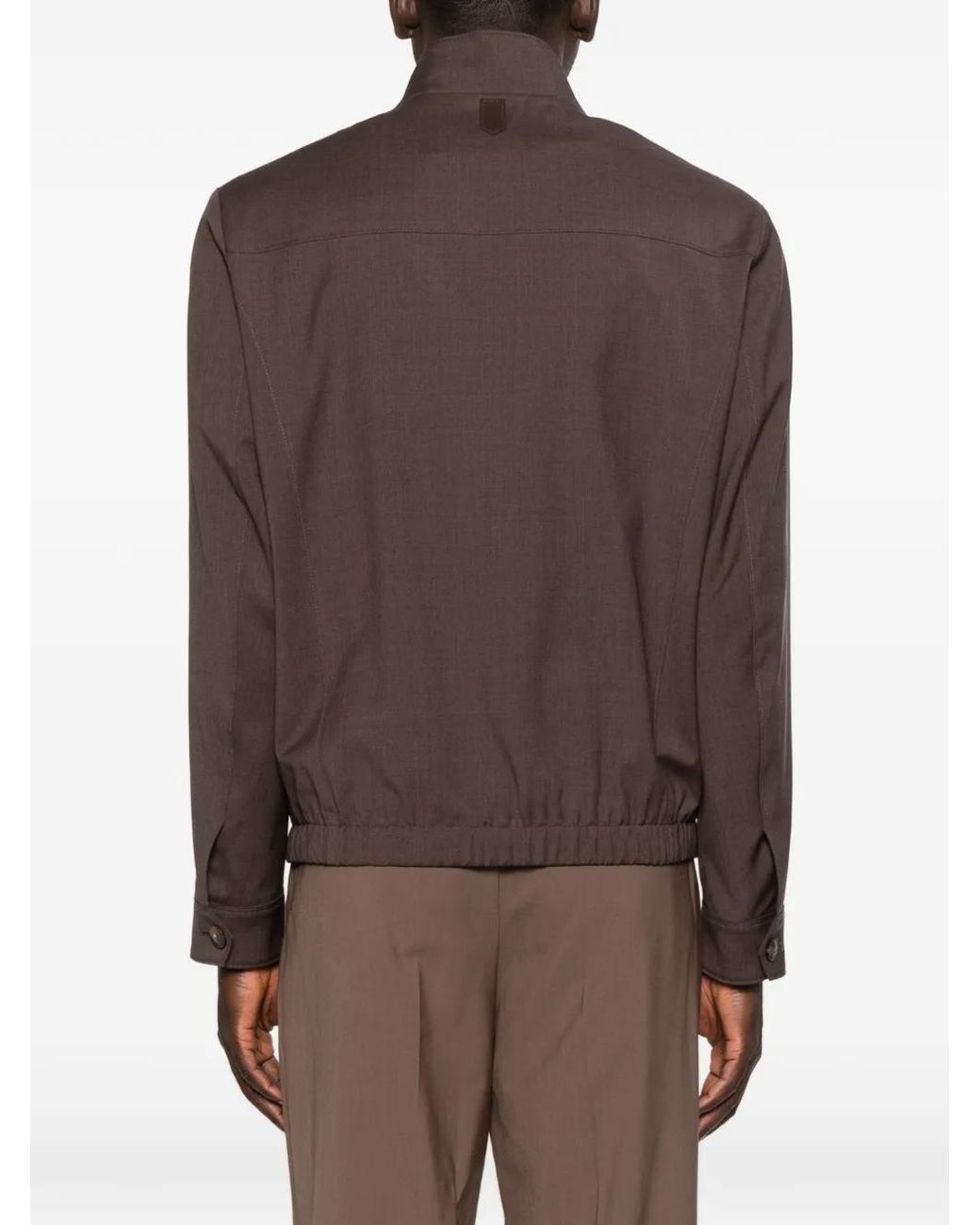 Canali Brown Zip-Fastening Long-Sleeve Jacket for men