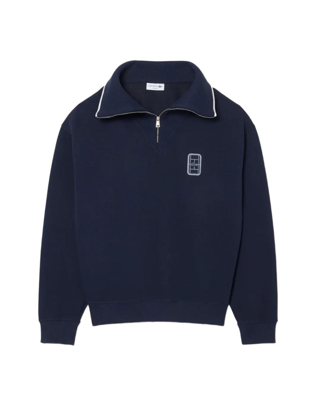 Lacoste Blue Sweat Ample À Col Zippé Haut Et Écusson for men