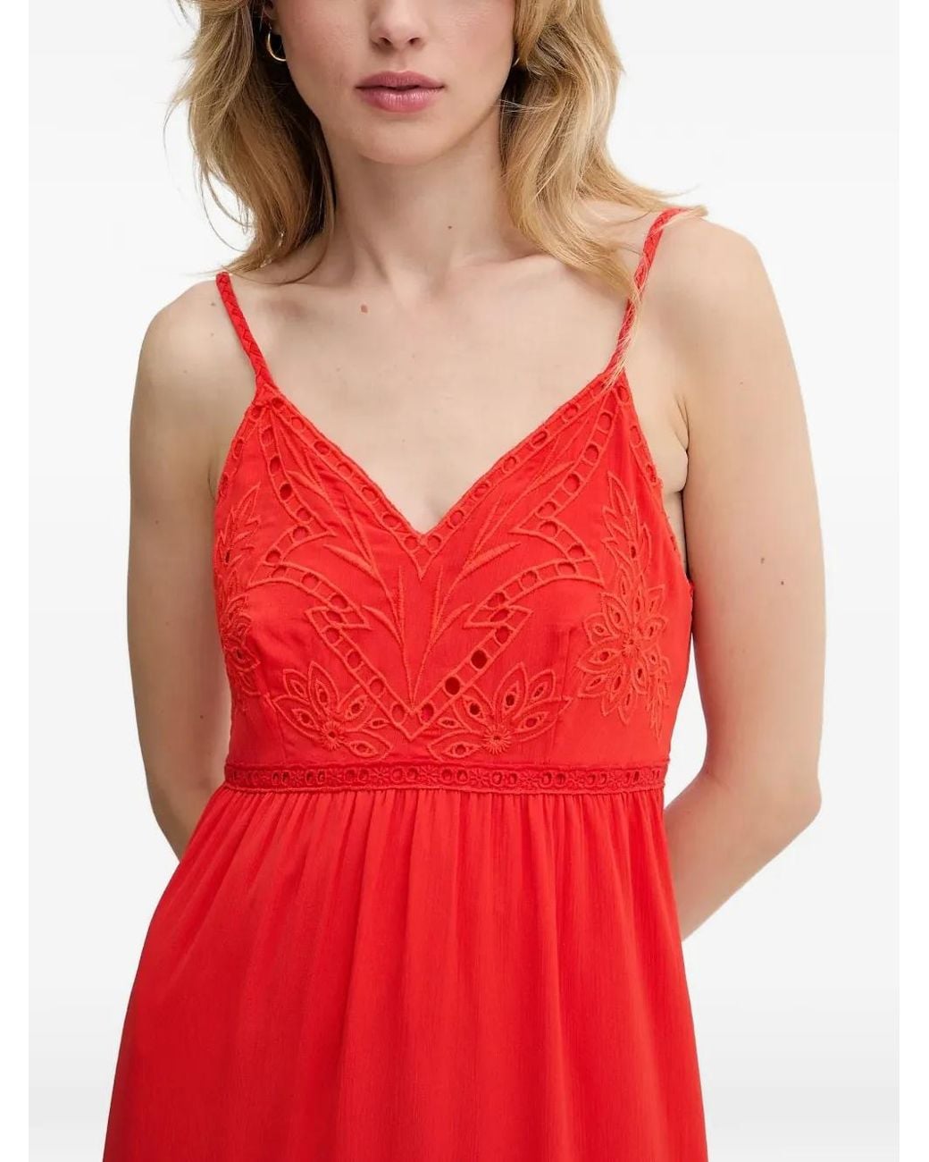 Morgan Red Floral-Embroidery Maxi Dress