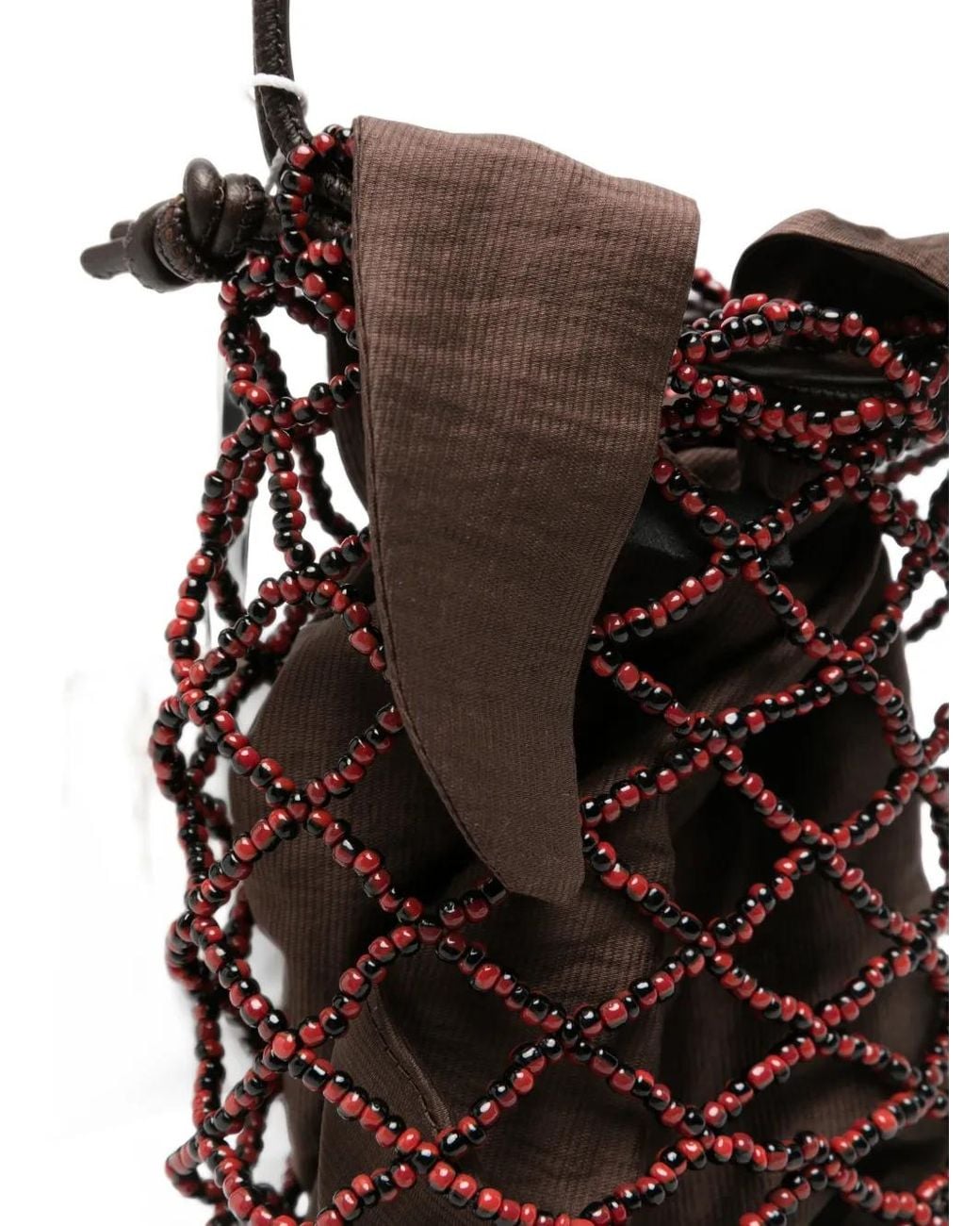 Cordera White Beaded-Overlay Drawstring Shoulder Bag