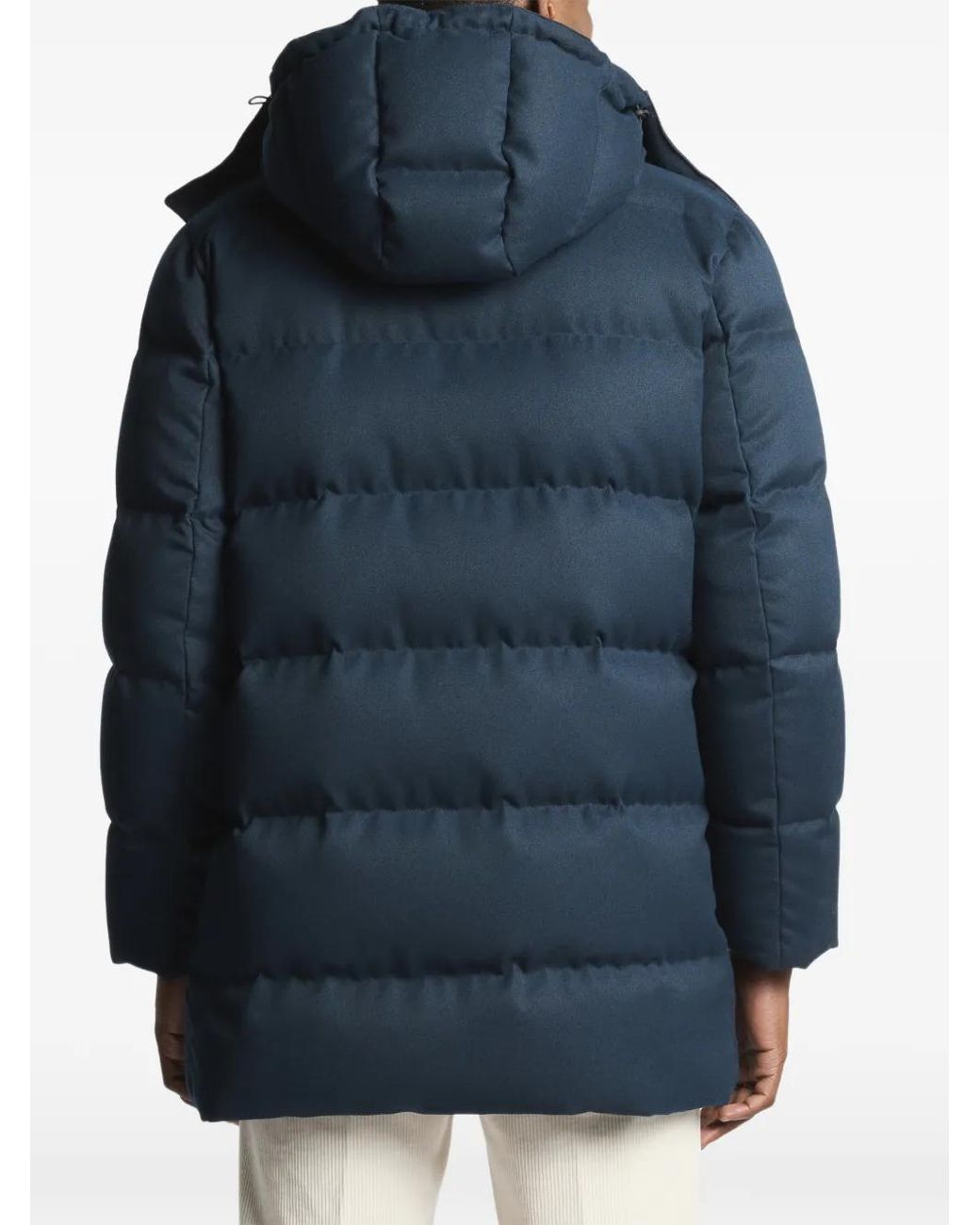 Fay Blue Quilted-Finish Hooded Coat for men