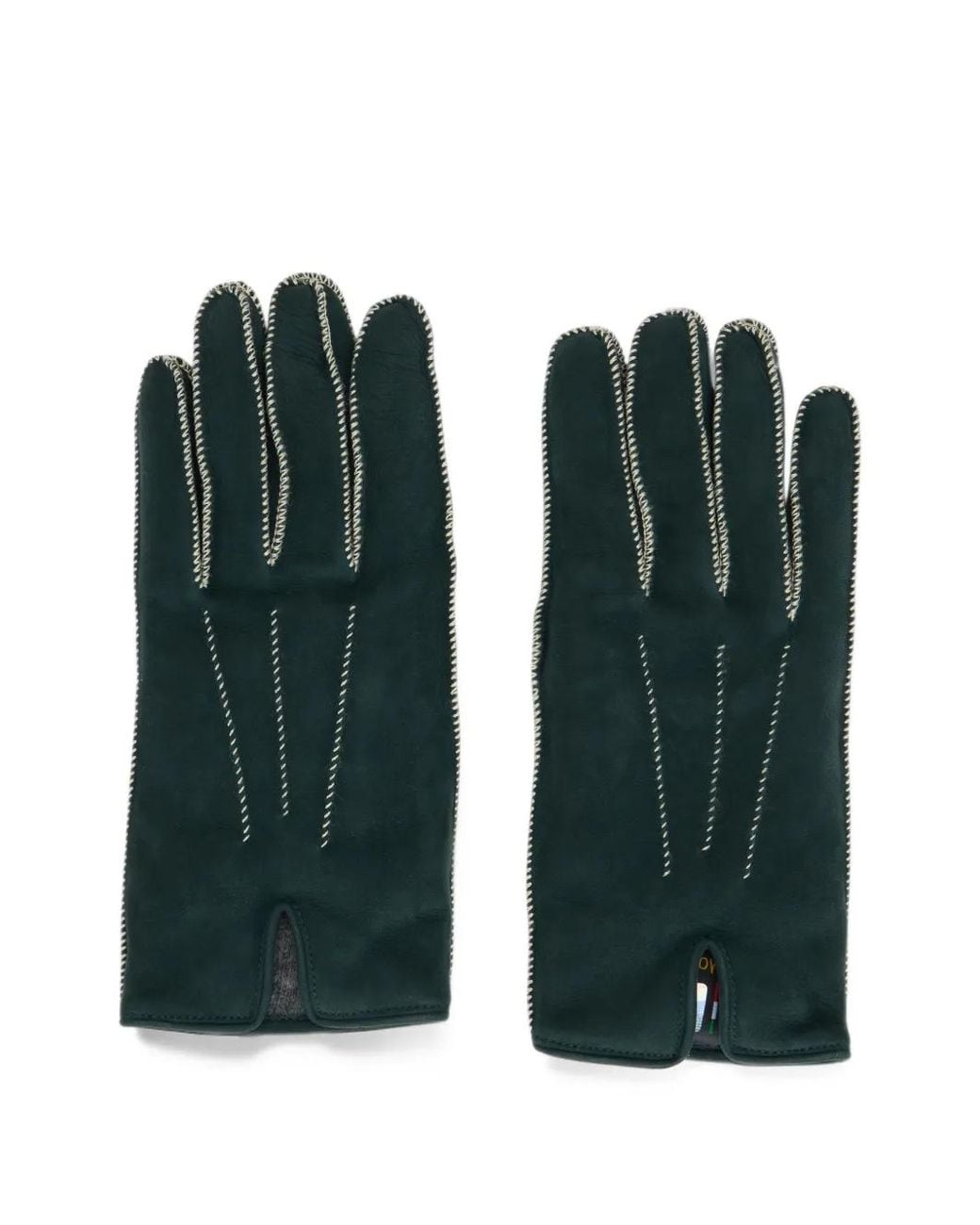 Moorer Green Whipstitch-Trim Leather Gloves
