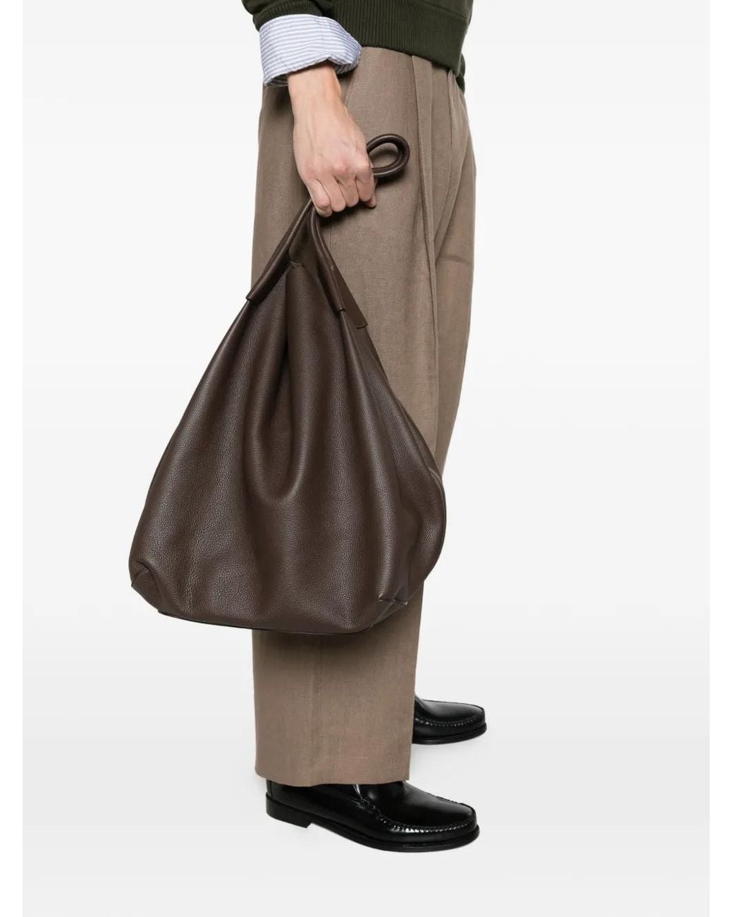 Loro Piana Brown Extra Large Bale Bag for men