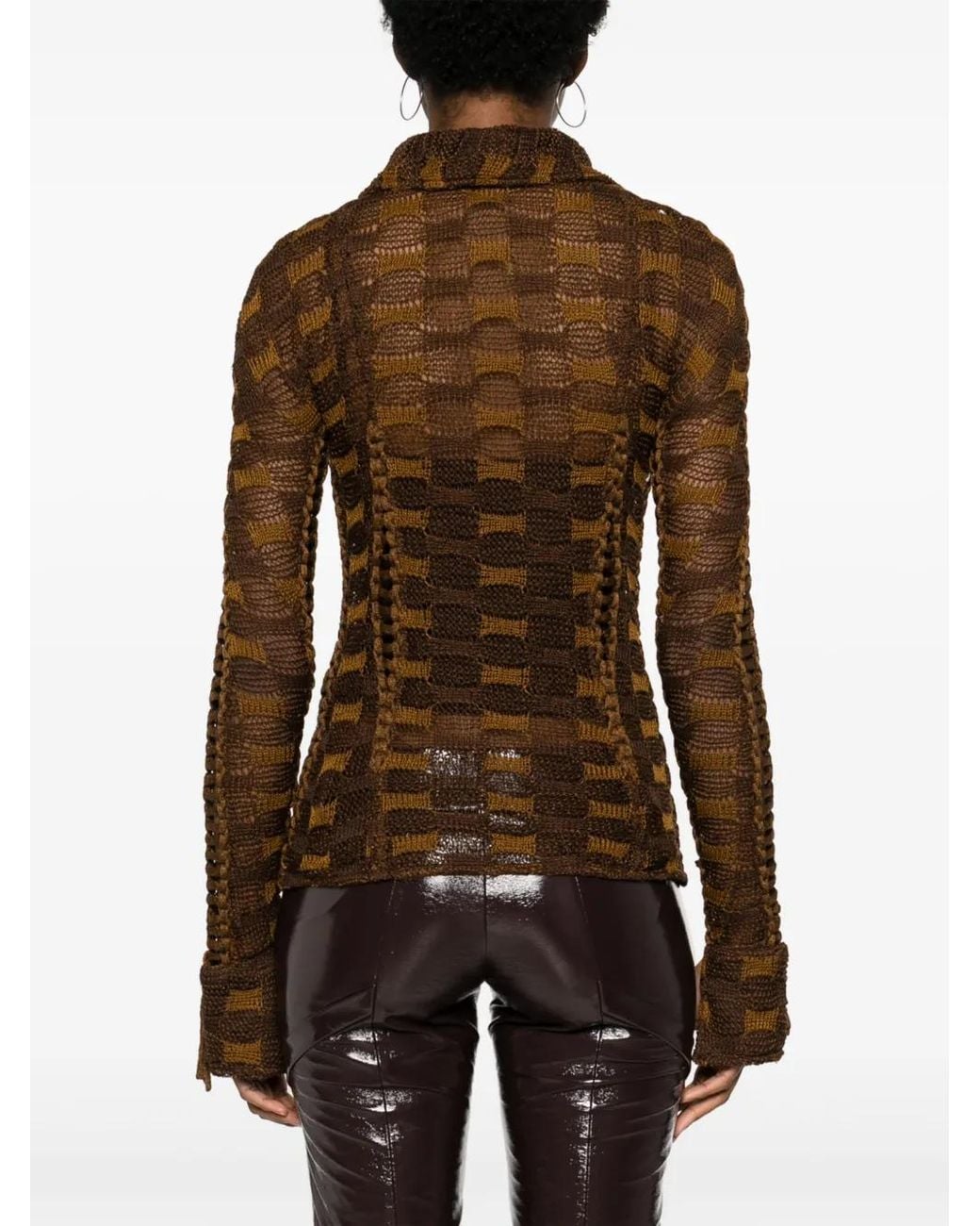 Isa Boulder Brown Tie-Fastening Knitted Shirt