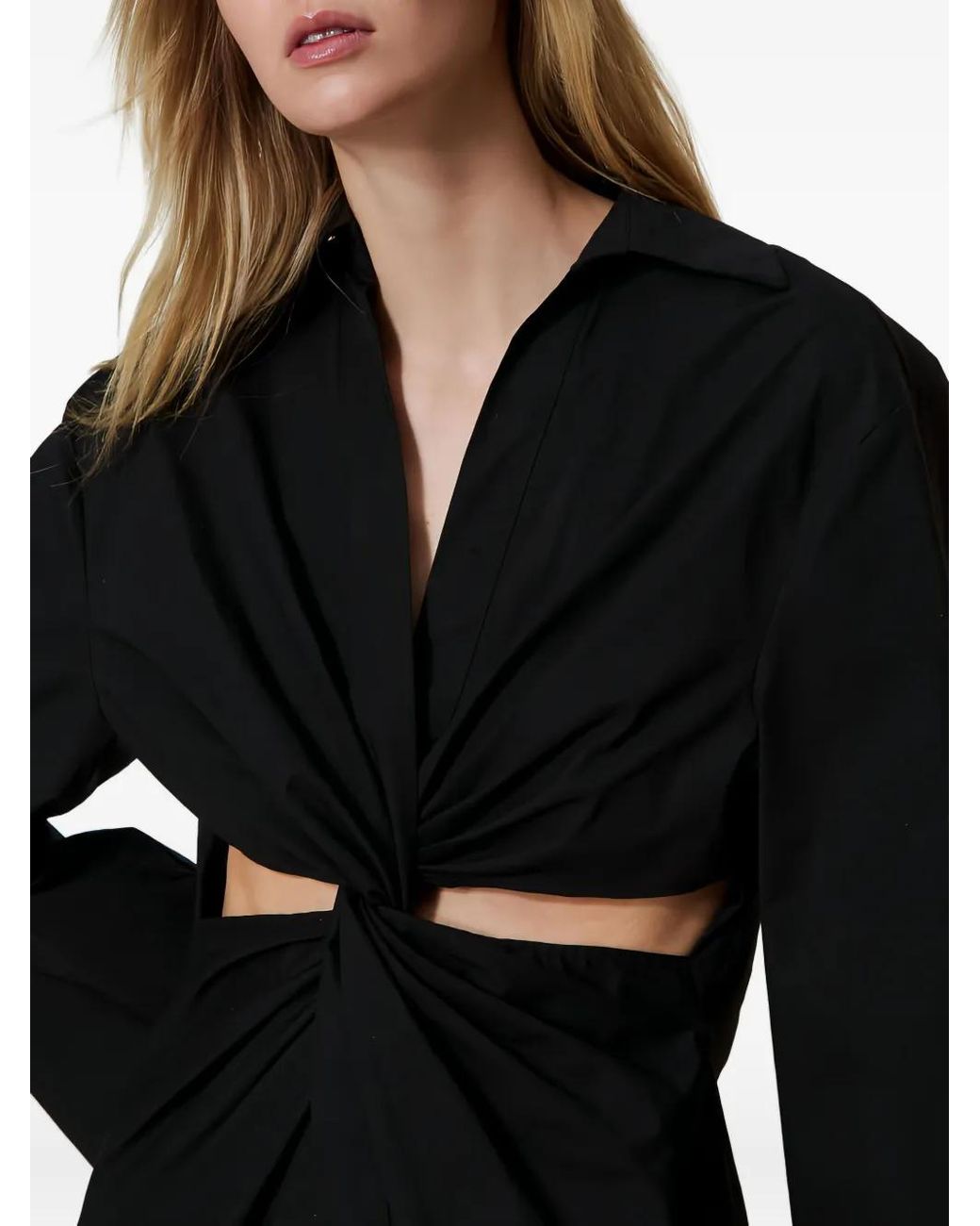 Twinset Black Twist-Detail Cut-Out Tunic
