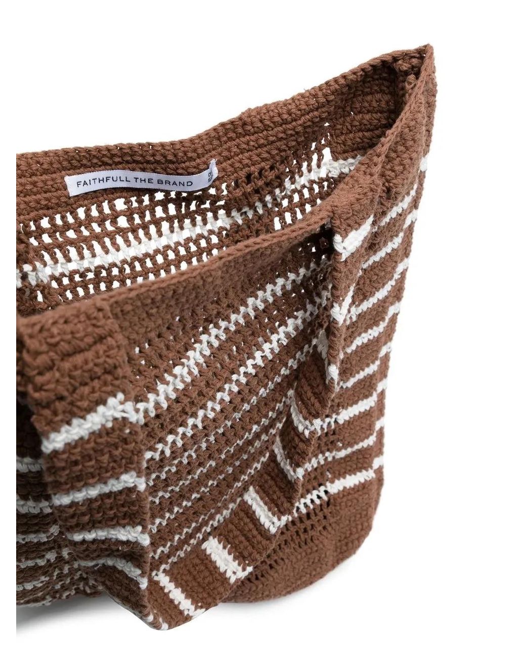 Faithfull The Brand Brown Striped Crochet Tote Bag