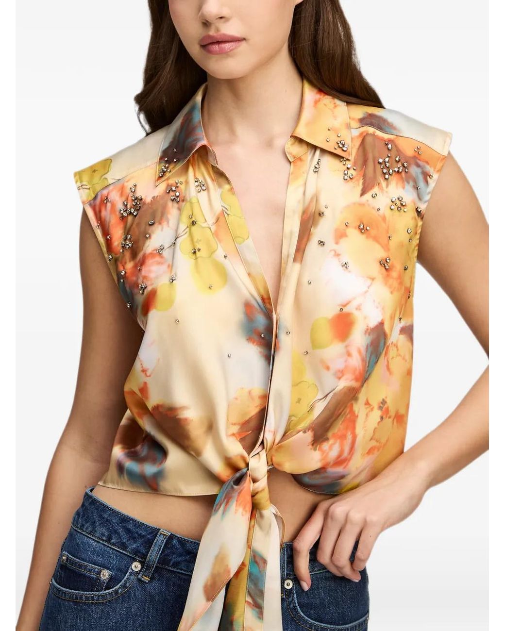 Cinq À Sept Natural Marianna Watercolour-Floral-Print Top