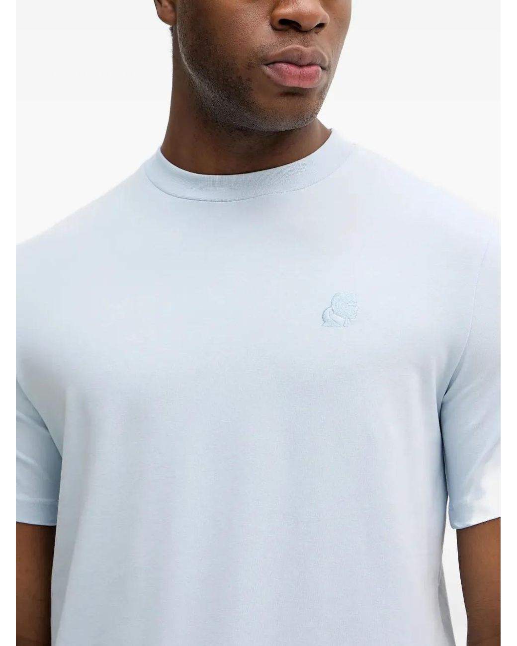 Karl Lagerfeld White Logo-Embroidered T-Shirt for men