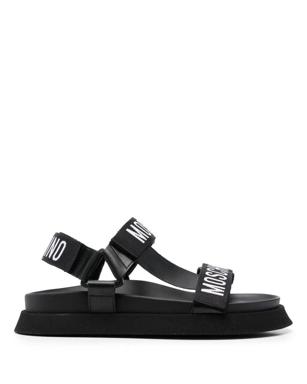 Moschino Black Logo-print Flat Sandals