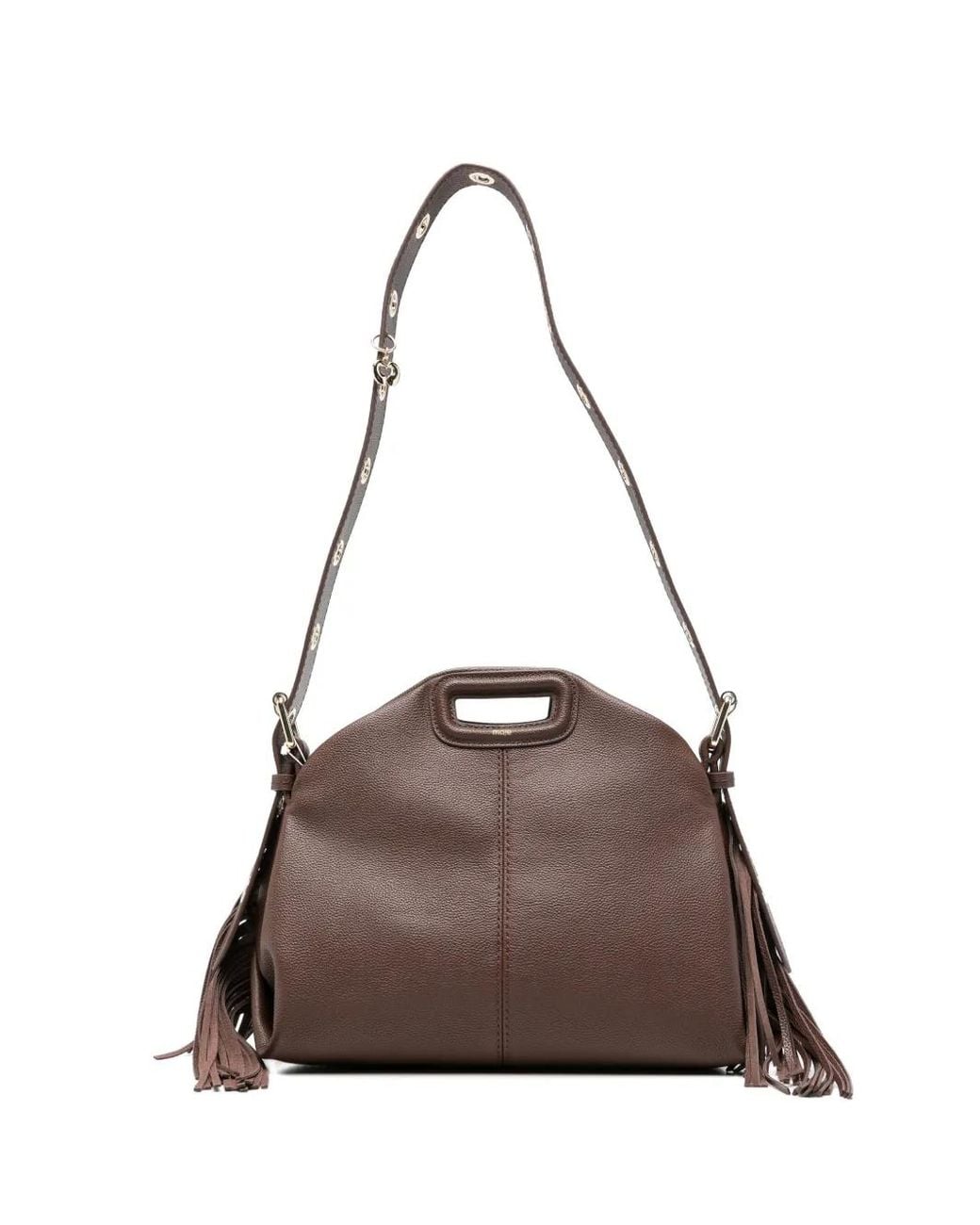 Maje Brown Grained Leather Miss M Bag