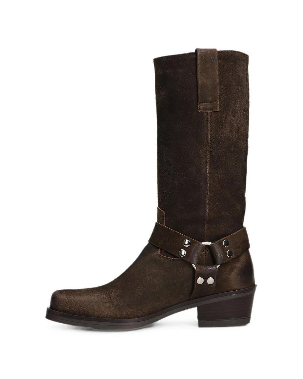Julie Dee Brown Buckled Harness Biker Boots