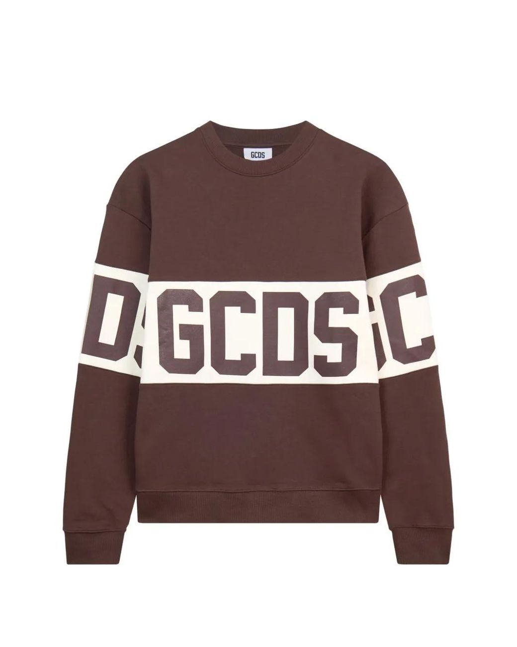 Gcds Brown Logo-Intarsia Crew-Neck Sweatshirt for men