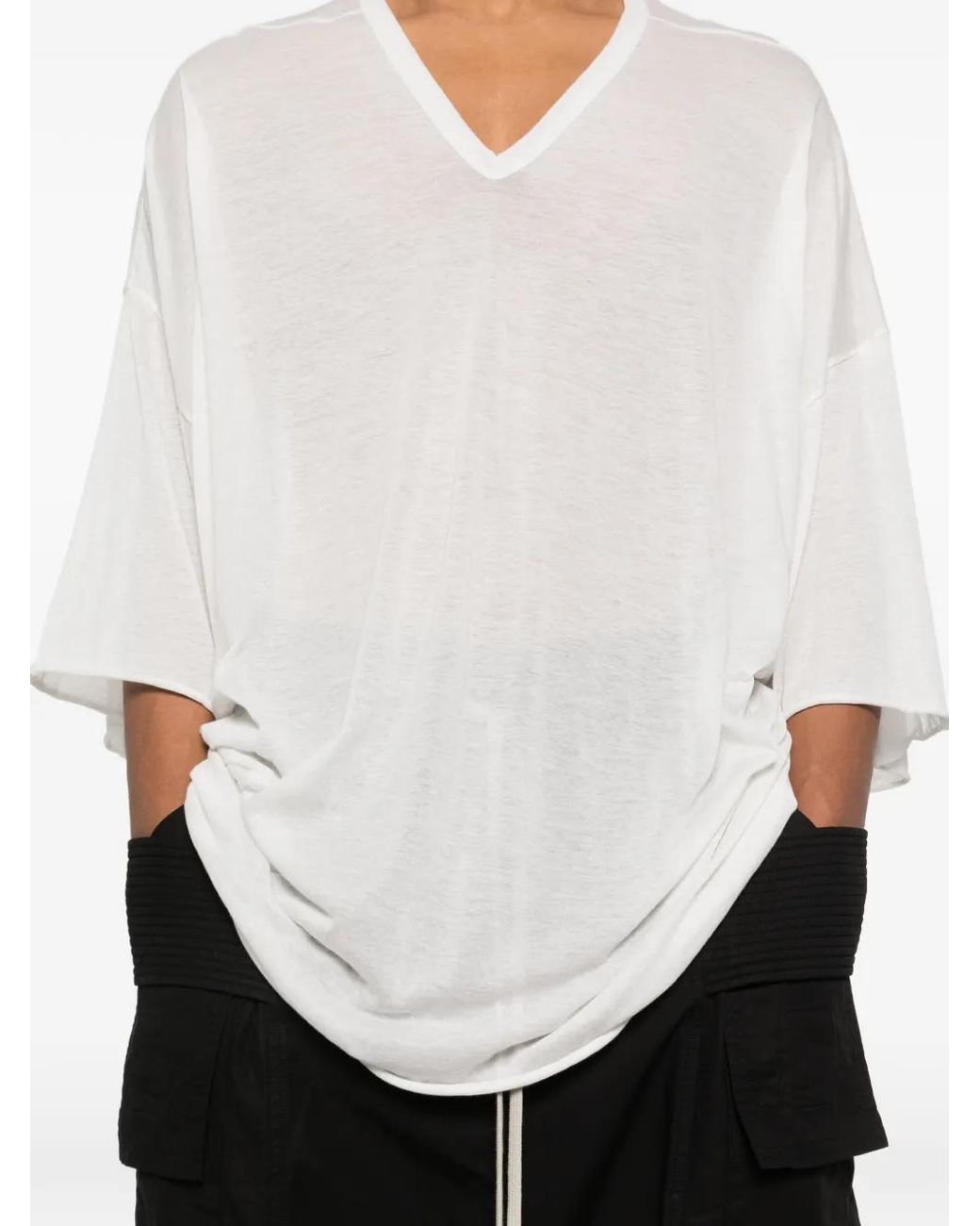 Rick Owens White T-Shirt V Tommy À Col V for men