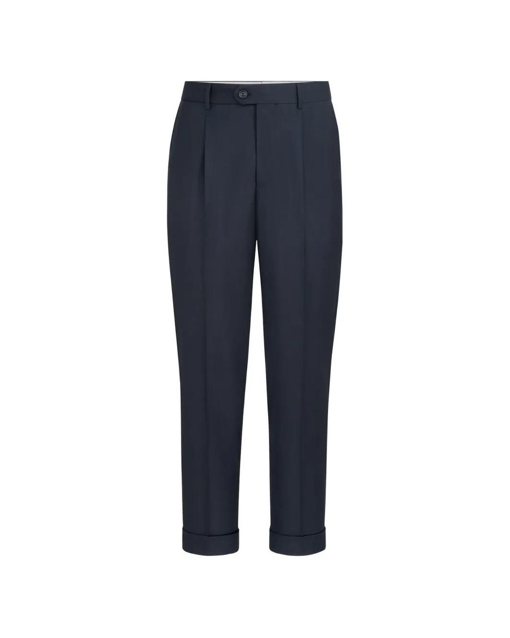 Brunello Cucinelli Blue Super 150S Virgin Wool Four Season Batavia Trousers With Pleat for men