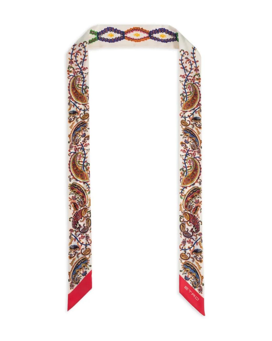 Etro White Paisley Logo Scarf